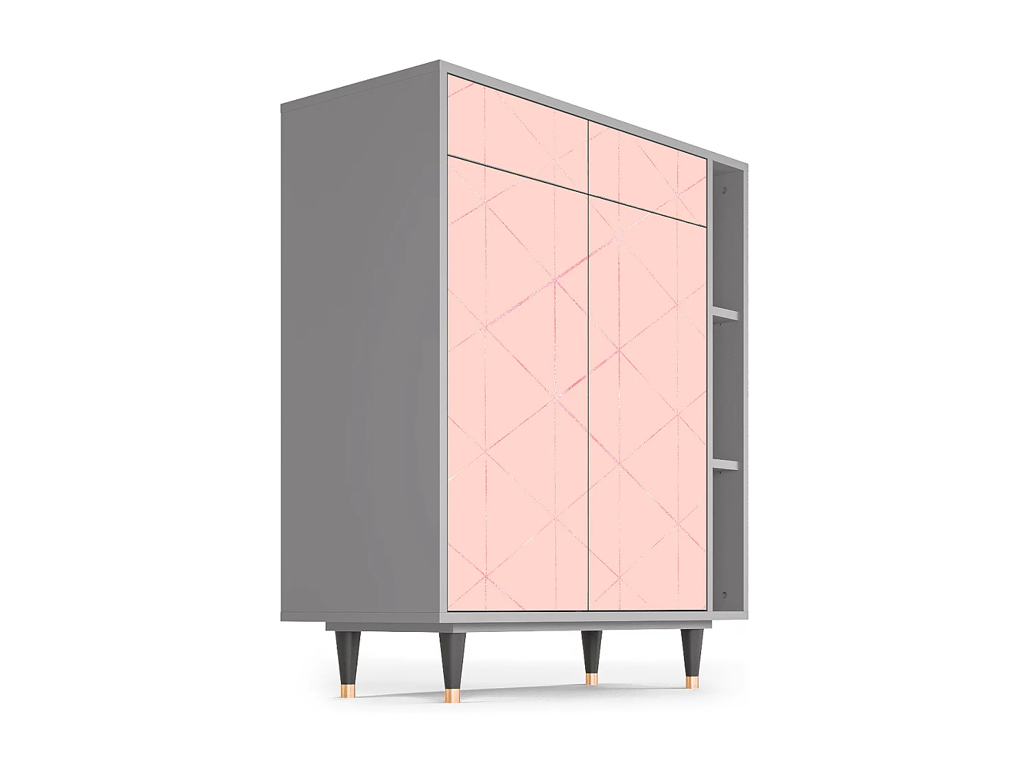 Kredens - 96х110х41 cm - BS6 - Rose Quartz, Szary