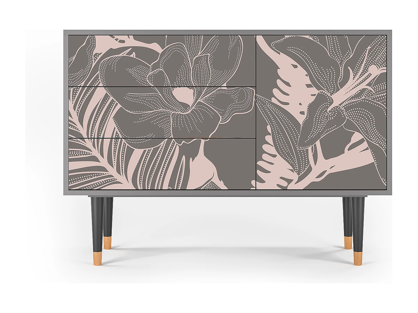 Kredens - 115х84х41 cm - S3 - Issabelline Flower, Szary