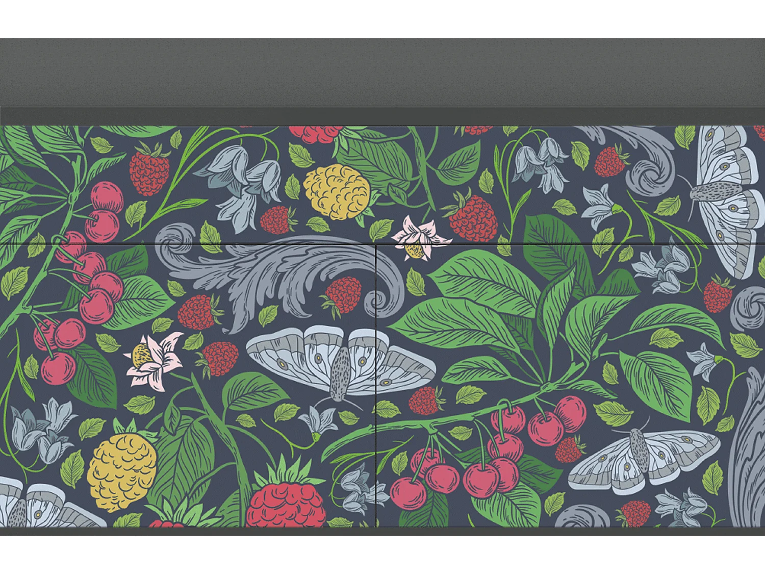 Kredens - 115x85x48 cm - BS4 - Summer Berries, Antracyt