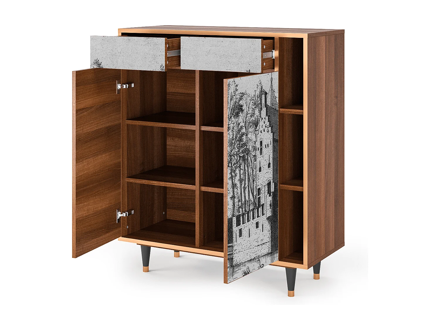 Kredens - 96х110х41 cm - BS6 - Castle by Breugel, Orzech