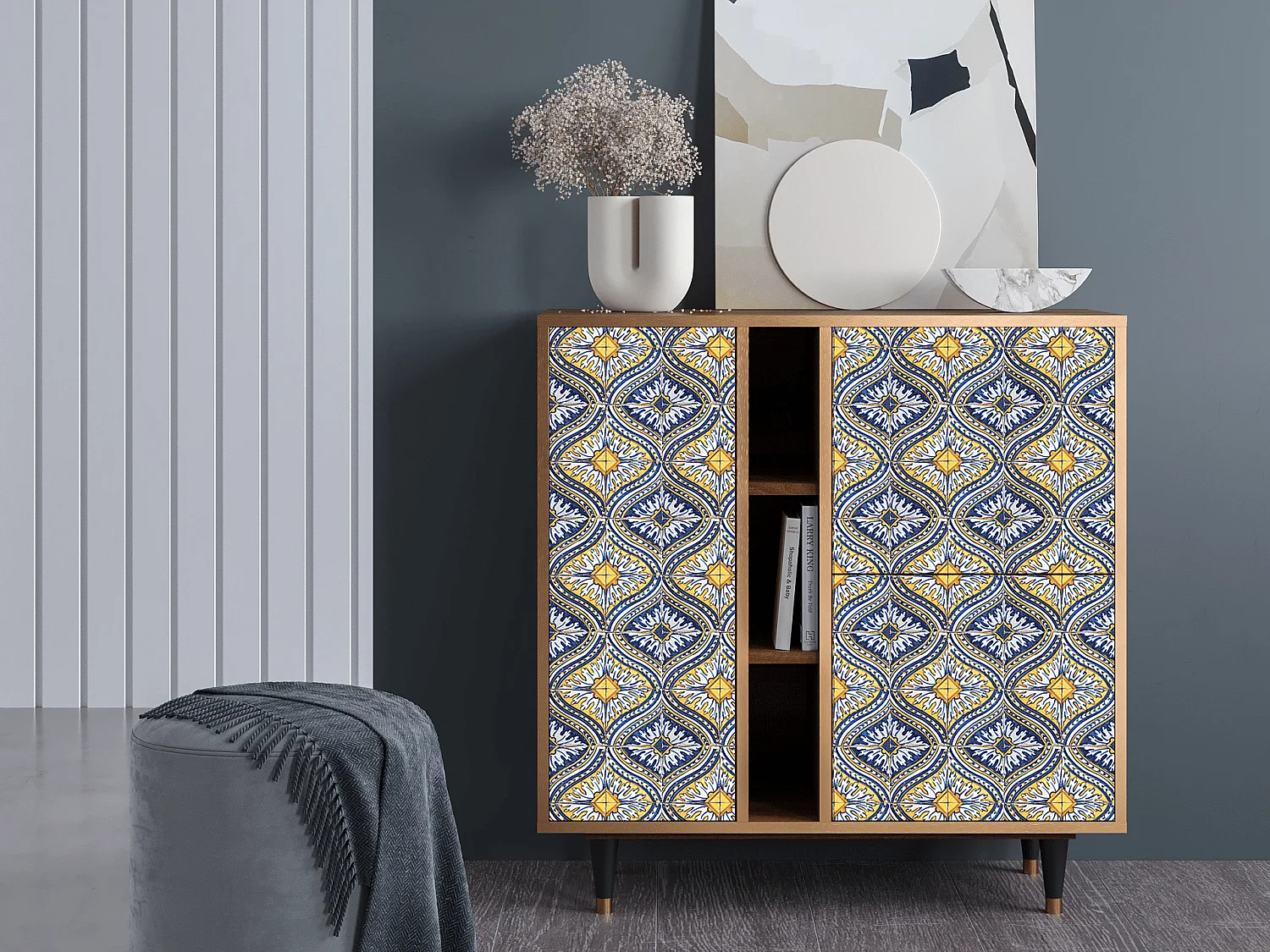 Aparador - 94х96х41 cm - BS5 - Illusory Pattern, Nogueira