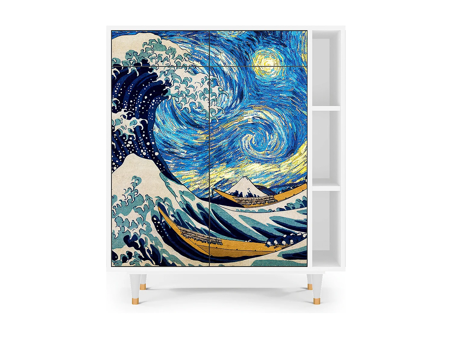 Kredens - 96х110х41 cm - BS6 - Great Wave, Biały