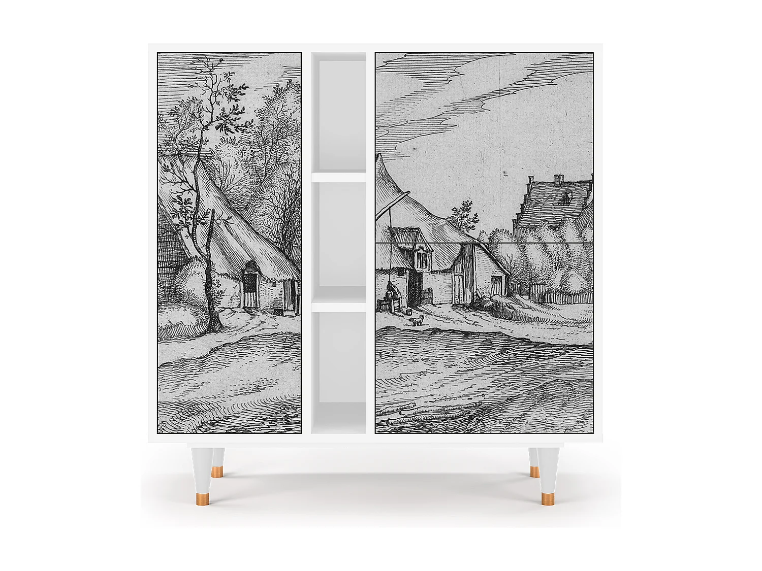 Aparador - 94х96х41 cm - BS5 - Farms in a Village, Branco