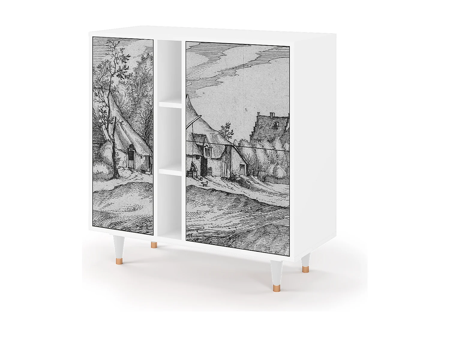 Aparador - 94х96х41 cm - BS5 - Farms in a Village, Branco