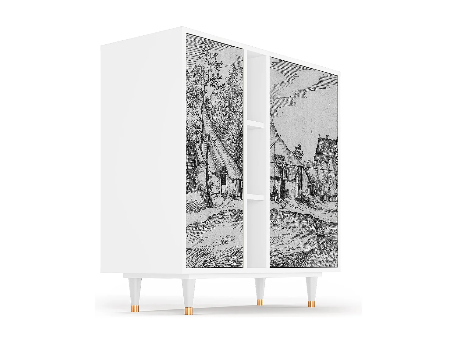 Aparador - 94х96х41 cm - BS5 - Farms in a Village, Branco