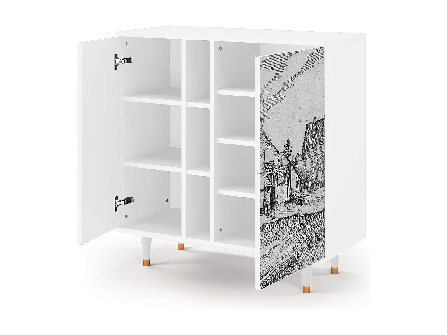 Aparador - 94х96х41 cm - BS5 - Farms in a Village, Branco