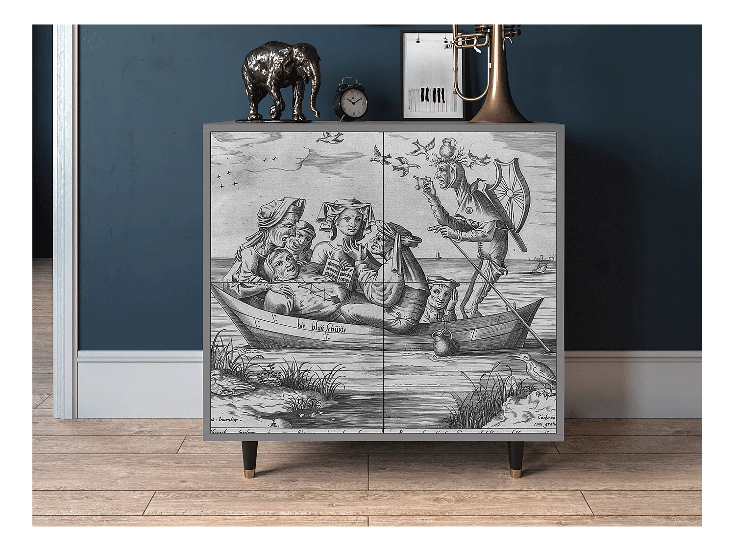 Kredens - 94x96x48 cm - BS3 - Blau Schuyte, Szary