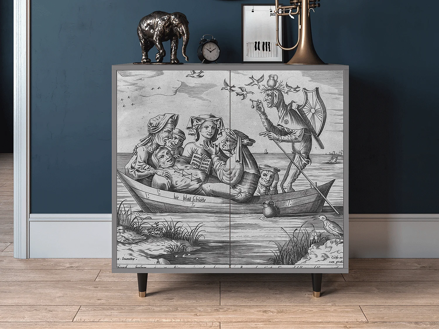 Kredens - 94x96x48 cm - BS3 - Blau Schuyte, Szary