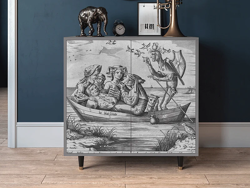 Kredens - 94x96x48 cm - BS3 - Blau Schuyte, Szary