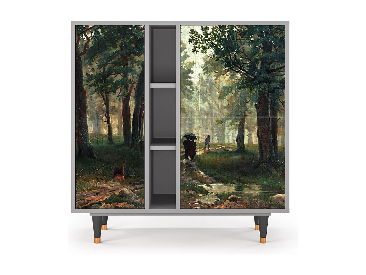 Kredens - 94х96х41 cm - BS5 -  Rain in the Oak Forest, Szary