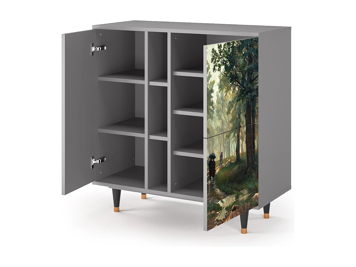 Kredens - 94х96х41 cm - BS5 -  Rain in the Oak Forest, Szary