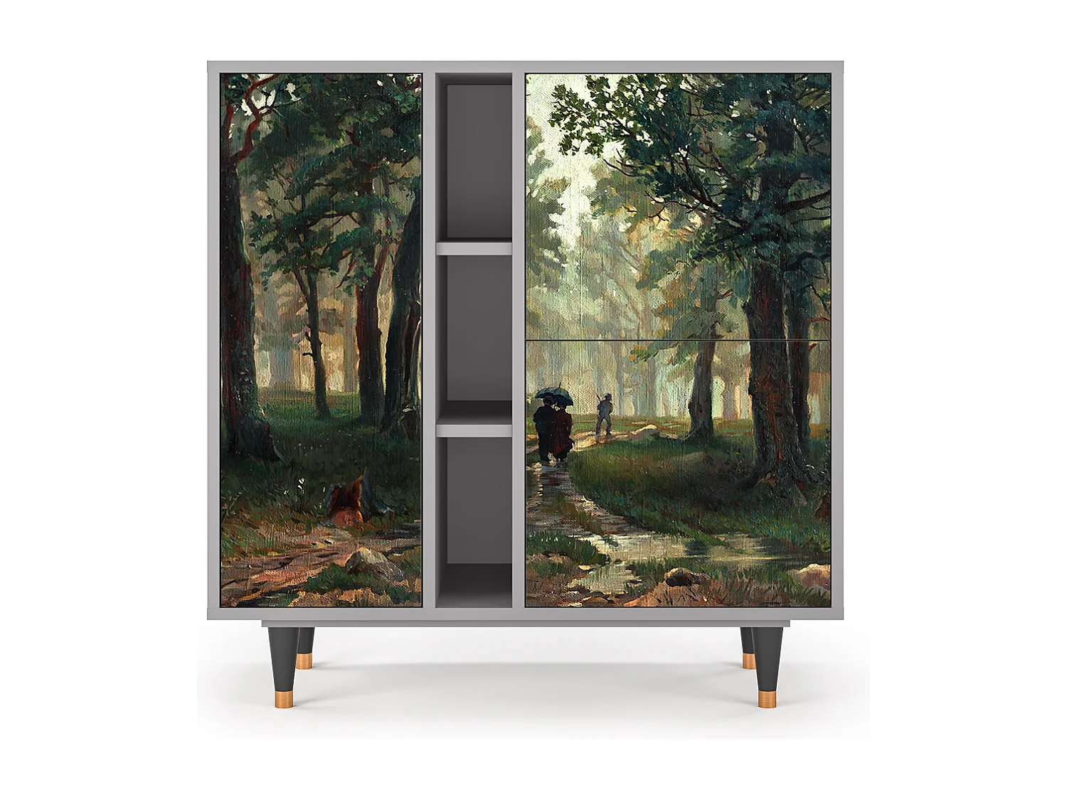 Kredens - 94х96х41 cm - BS5 -  Rain in the Oak Forest, Szary