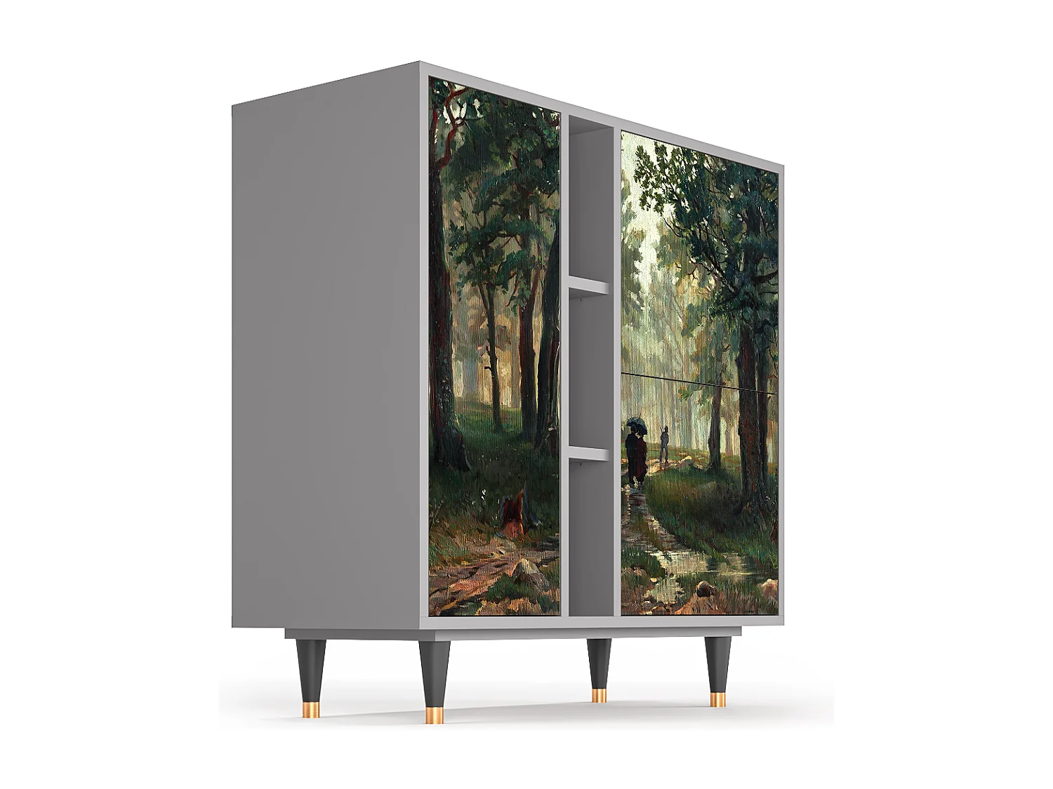 Kredens - 94х96х41 cm - BS5 -  Rain in the Oak Forest, Szary