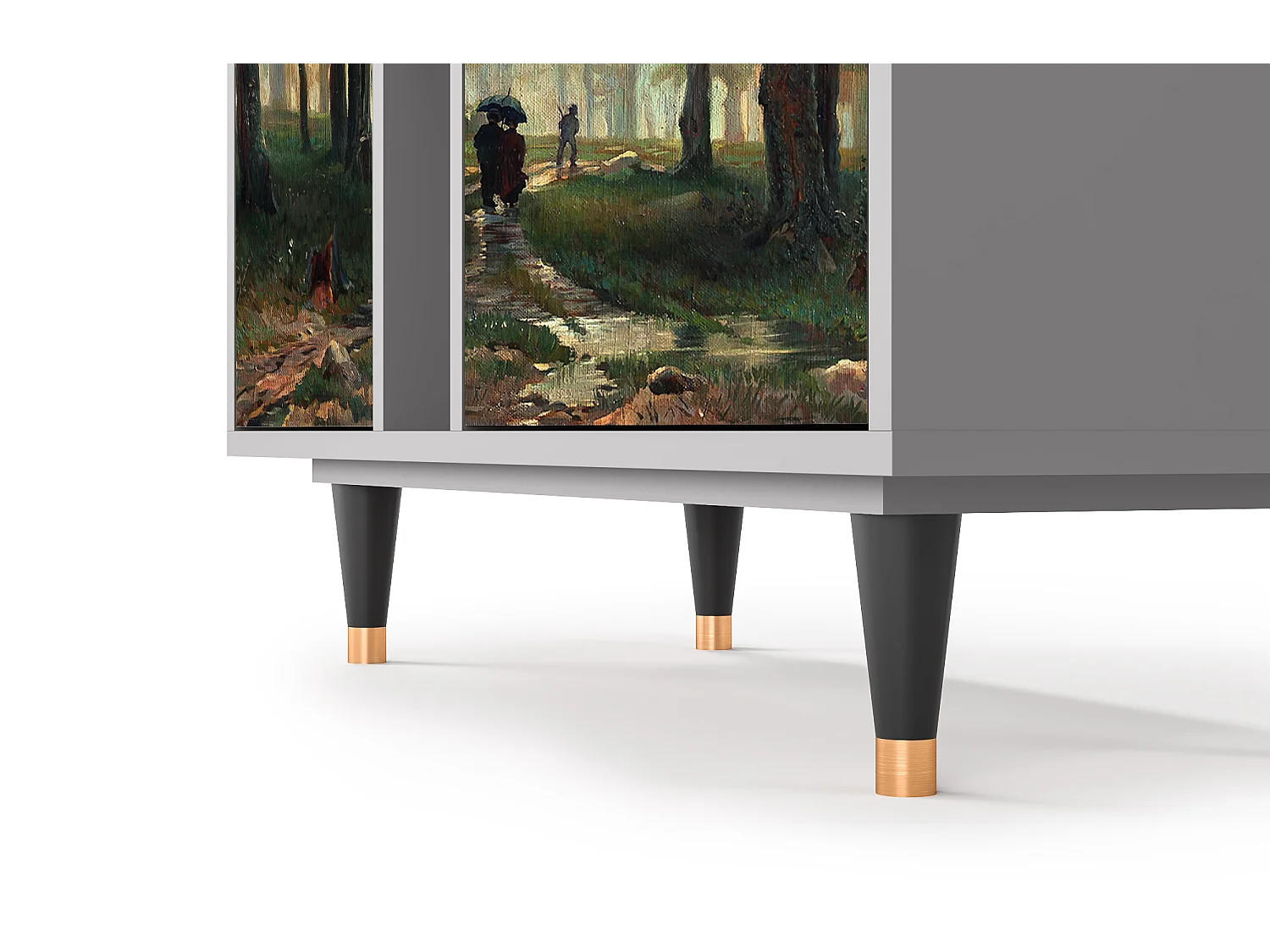 Kredens - 94х96х41 cm - BS5 -  Rain in the Oak Forest, Szary