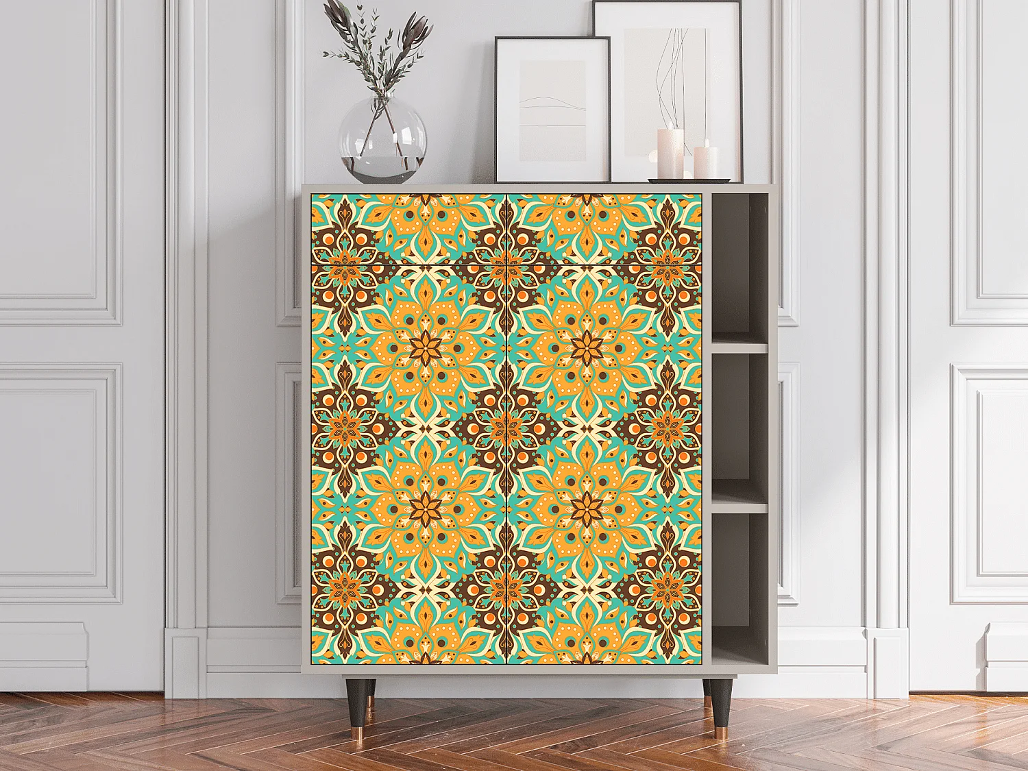 Kredens - 96х110х41 cm - BS6 - Indian Spices, Piaskowy