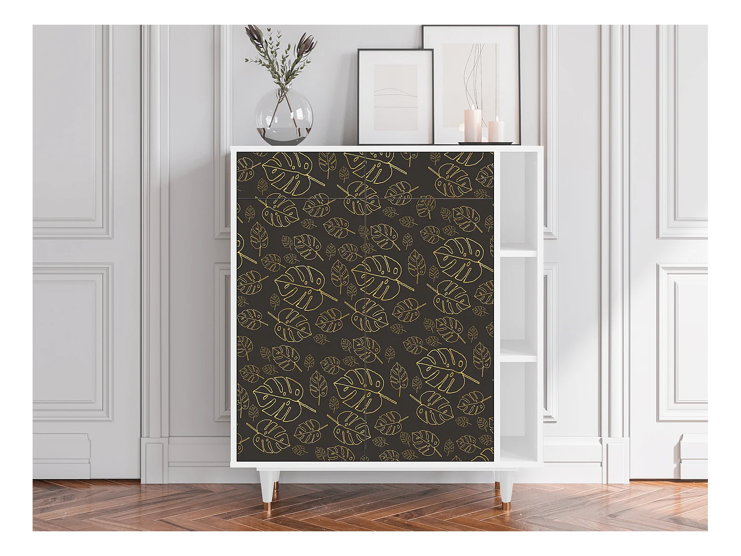 Kredens - 96х110х41 cm - BS6 - Fall Of The Leaves, Biały