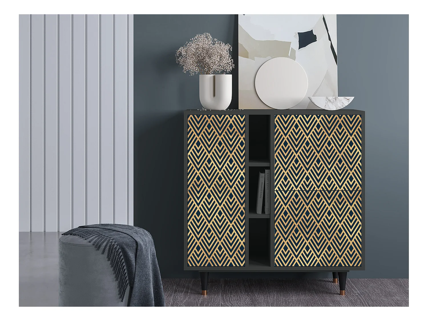 Sideboard - 94х96х41 cm - BS5 - Egypt Triangles, Anthrazit