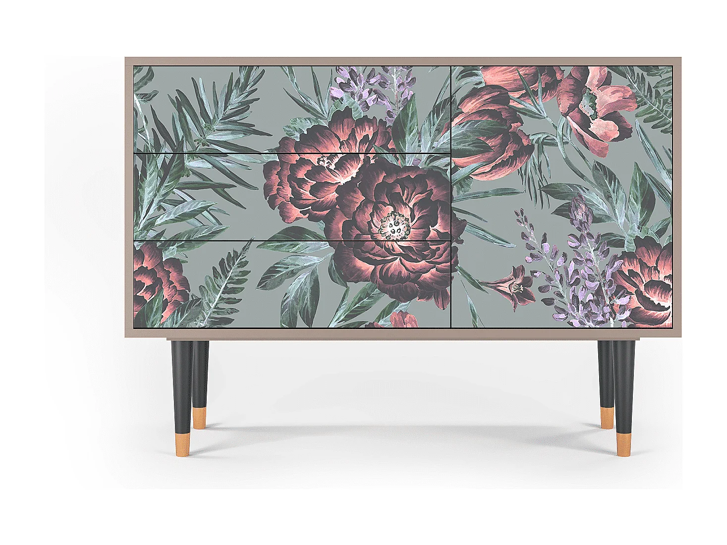 Kredens - 115х84х41 cm - S3 - Light Peonies, Latte