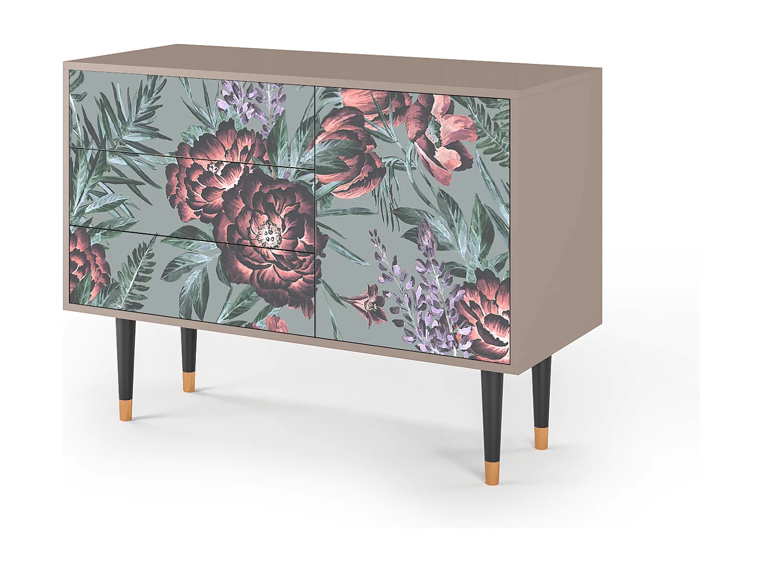 Kredens - 115х84х41 cm - S3 - Light Peonies, Latte