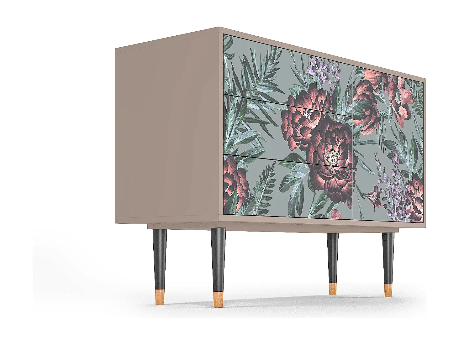 Kredens - 115х84х41 cm - S3 - Light Peonies, Latte