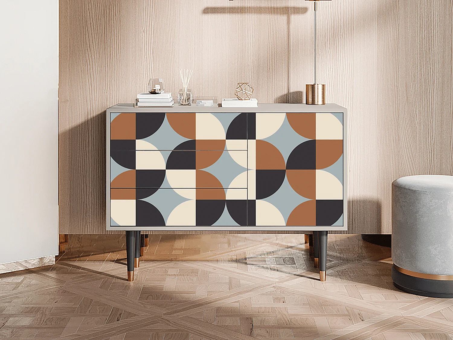 Kredens - 115х84х41 cm - S3 - Brown Sensation, Piaskowy