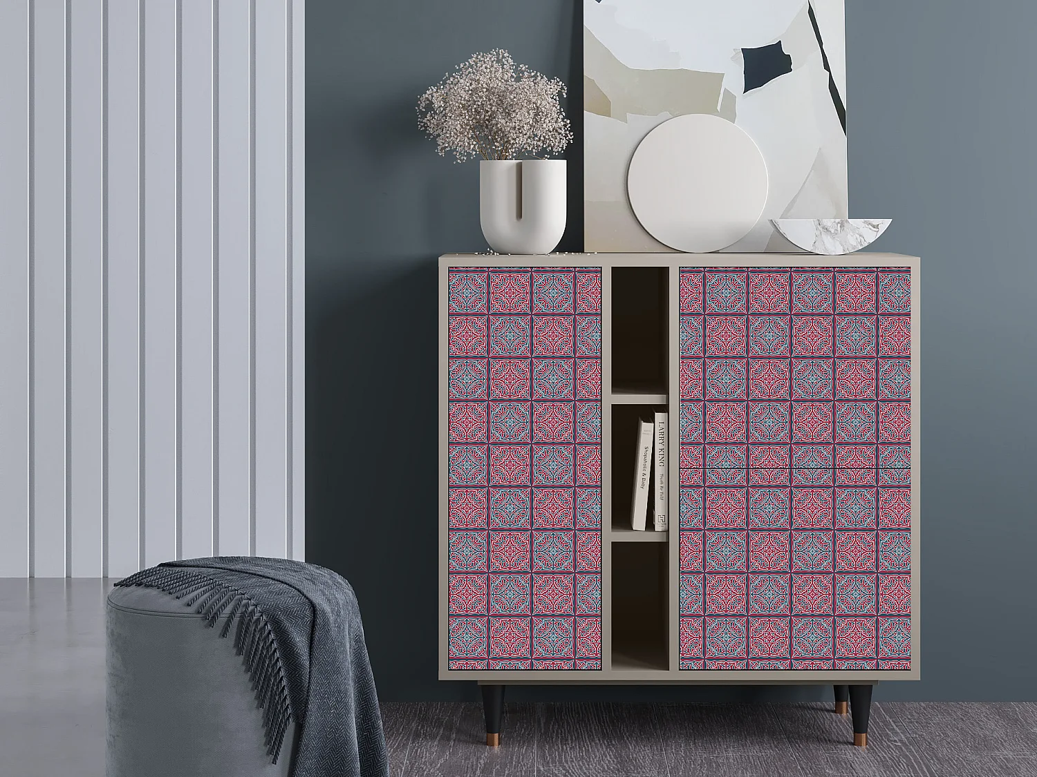 Kredens - 94х96х41 cm - BS5 - Riviera Mosaic, Piaskowy