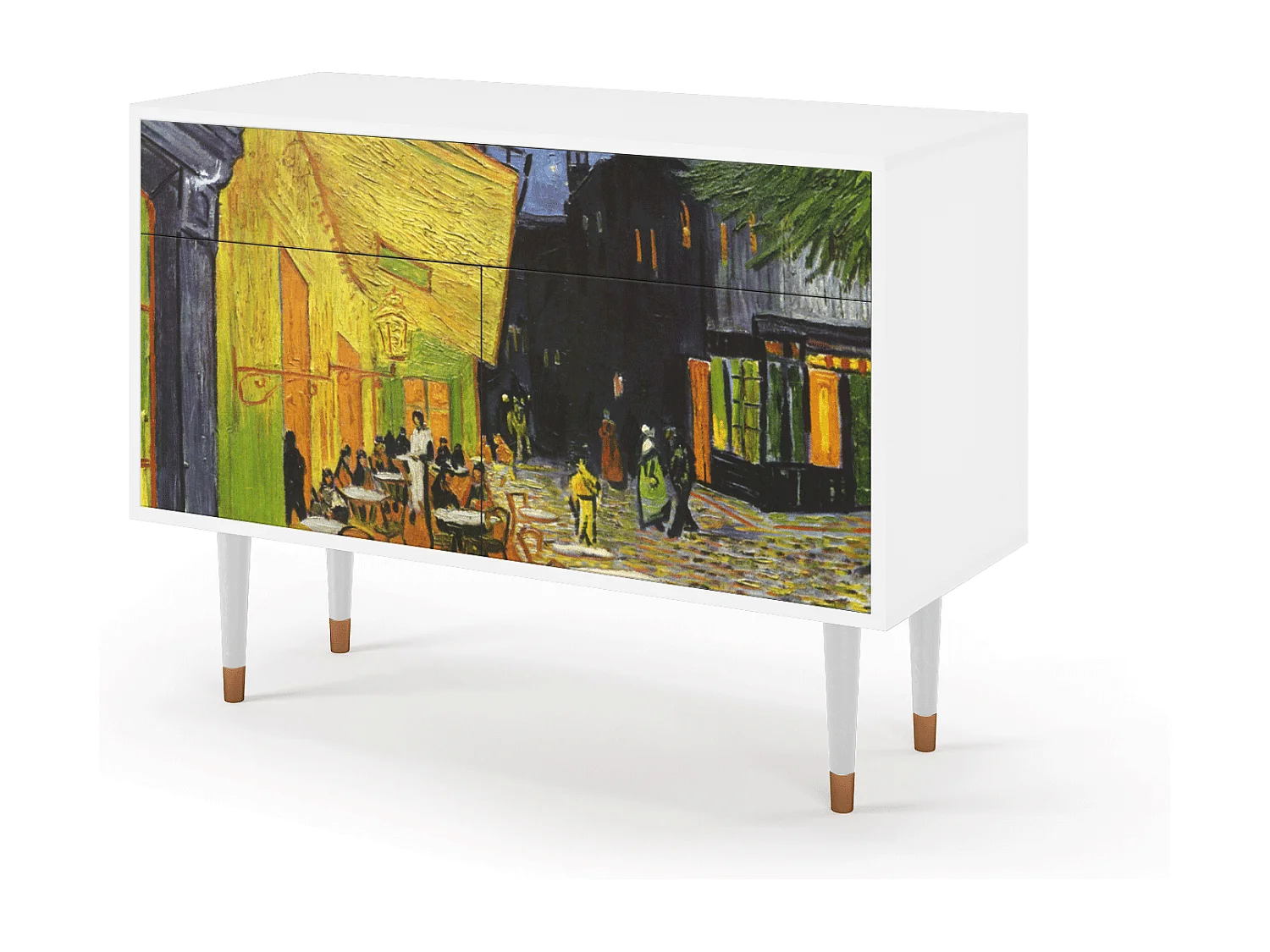 Kredens - 115x85x48 cm - BS4 - Café Terrace at Night, Biały