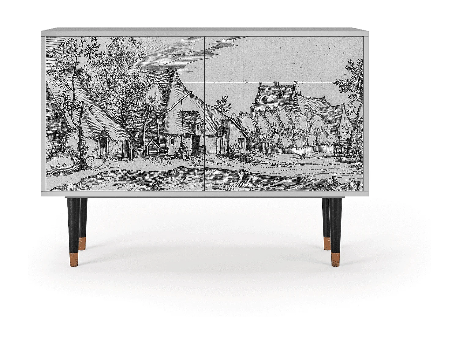 Credenza - 115x85x48 cm - BS4 - Farms in a Village, Grigio