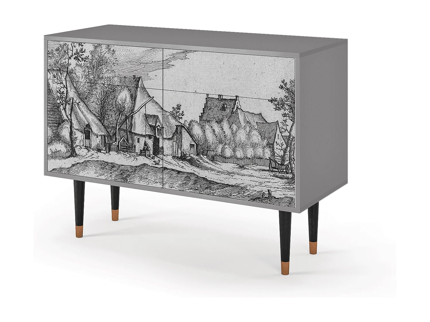Credenza - 115x85x48 cm - BS4 - Farms in a Village, Grigio