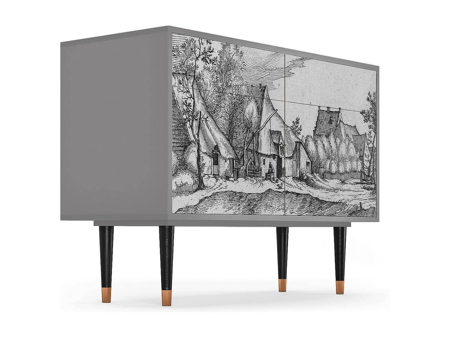 Credenza - 115x85x48 cm - BS4 - Farms in a Village, Grigio