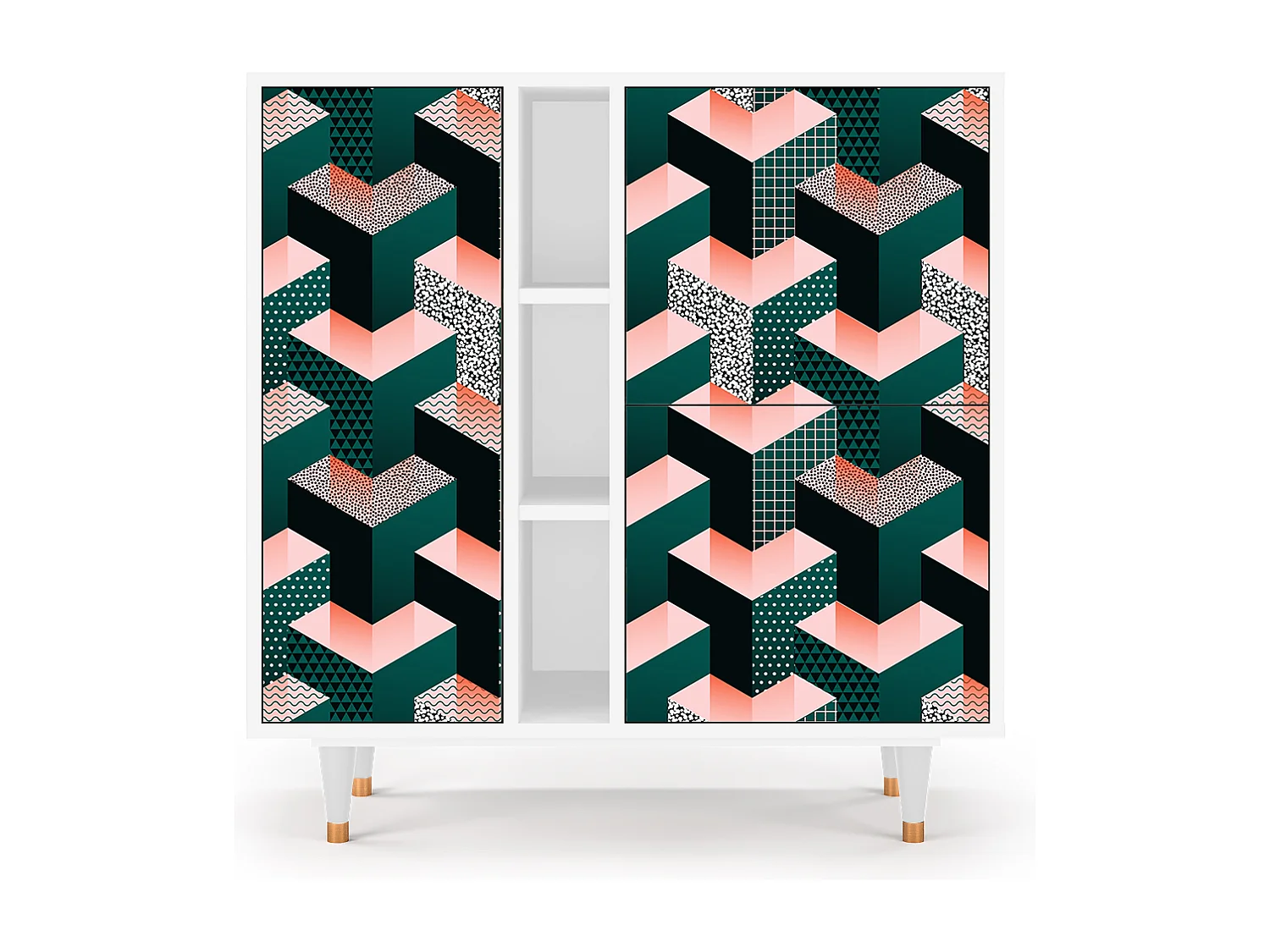 Kredens - 94х96х41 cm - BS5 - Geometric Madness, Biały