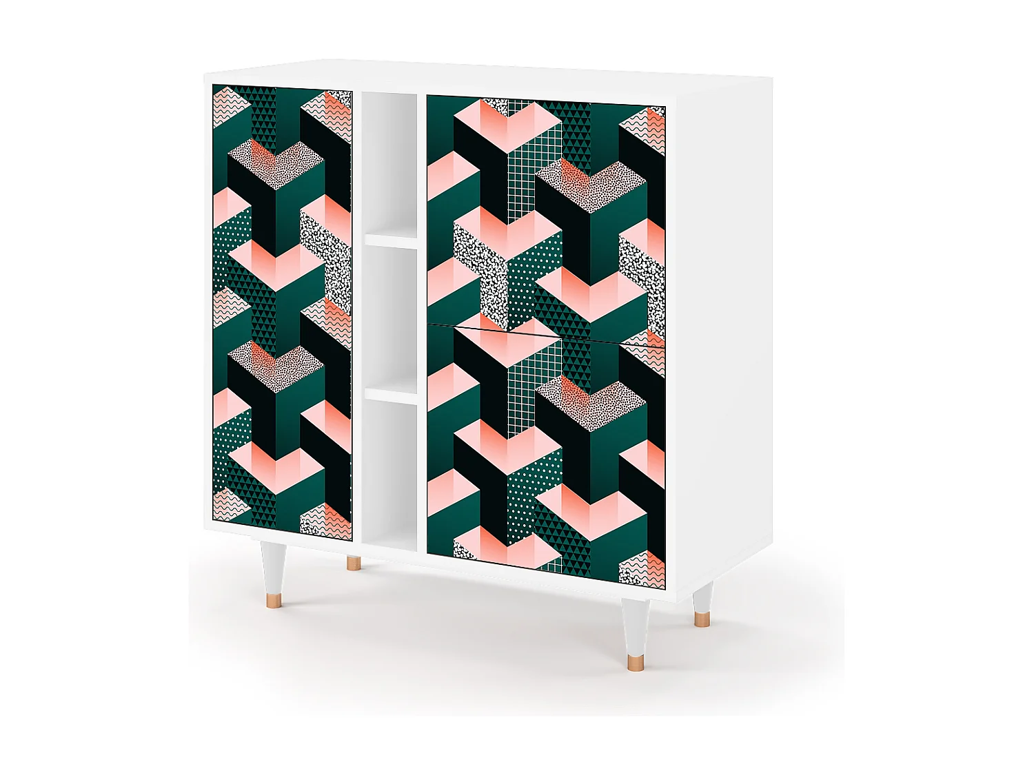 Kredens - 94х96х41 cm - BS5 - Geometric Madness, Biały