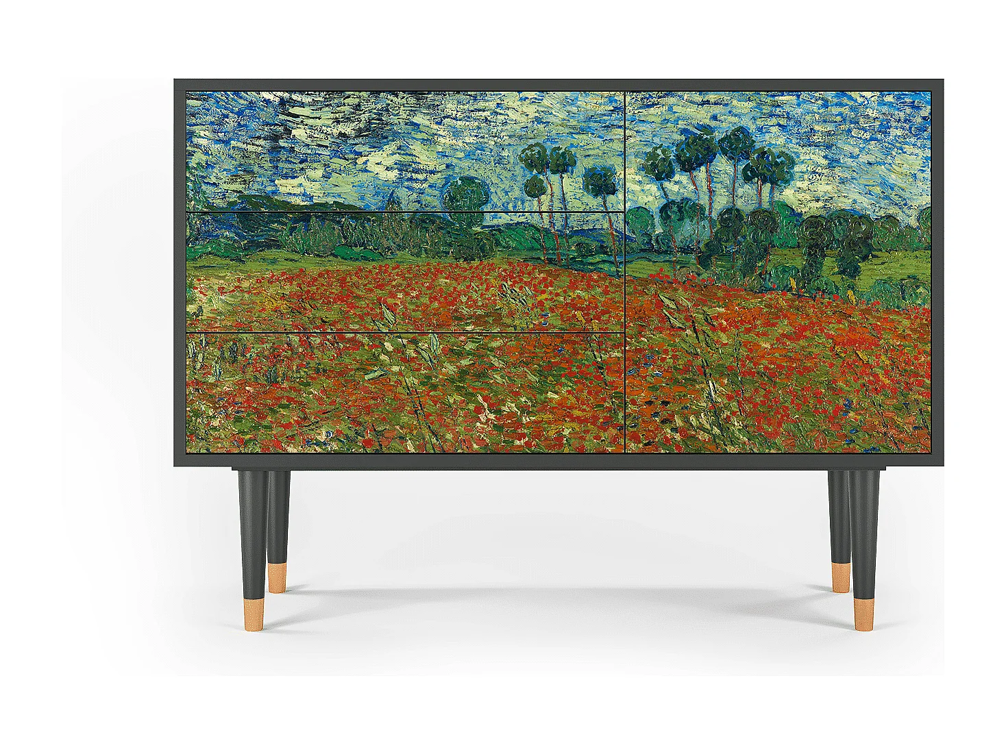 Sideboard - 115х84х41 cm - S3 - Poppy field by van Gogh, Anthrazit