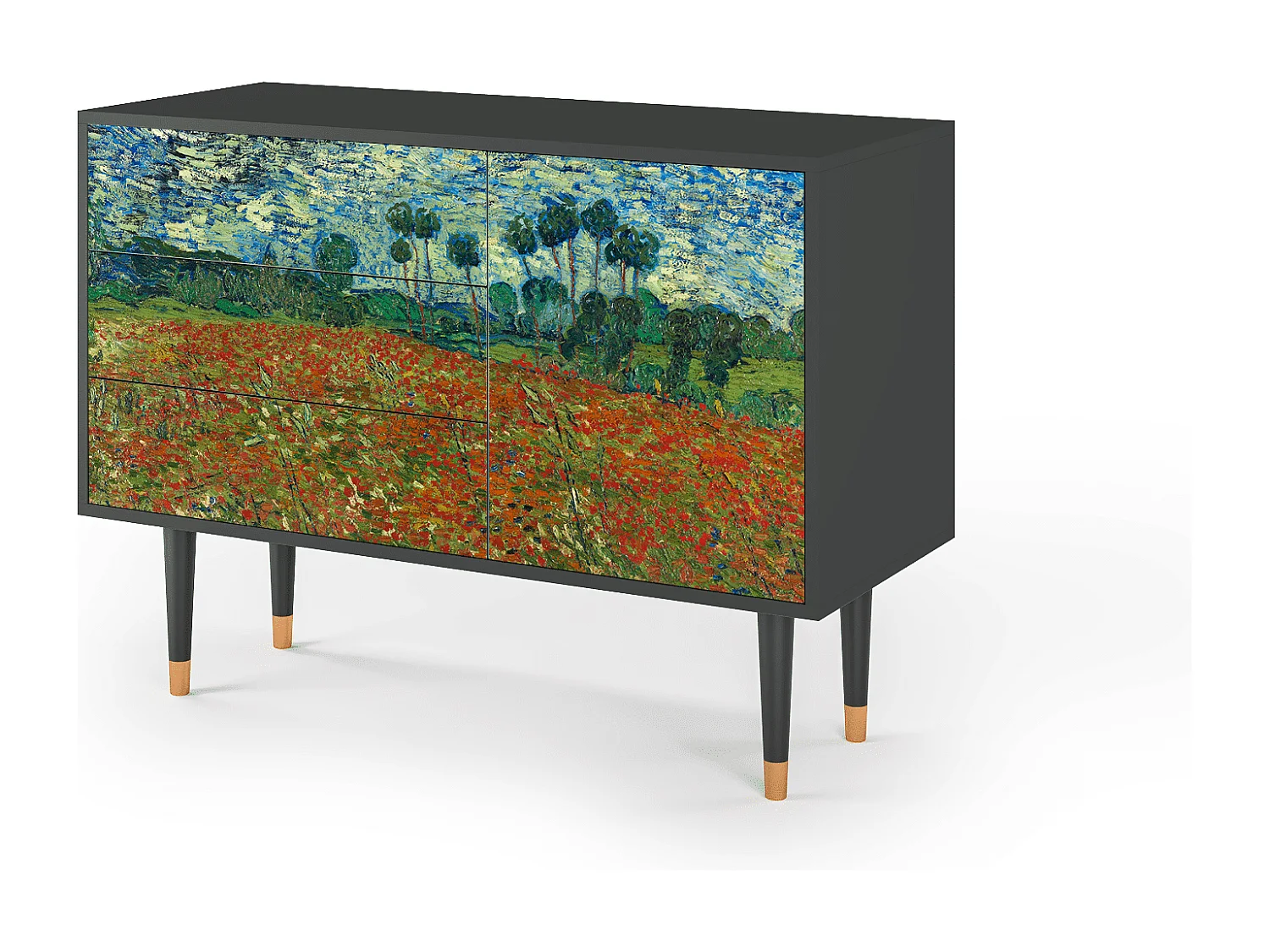 Dressoir - 115х84х41 cm - S3 - Poppy field by van Gogh, Antraciet