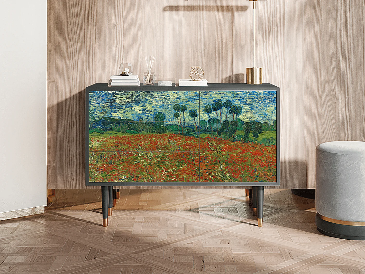 Dressoir - 115х84х41 cm - S3 - Poppy field by van Gogh, Antraciet