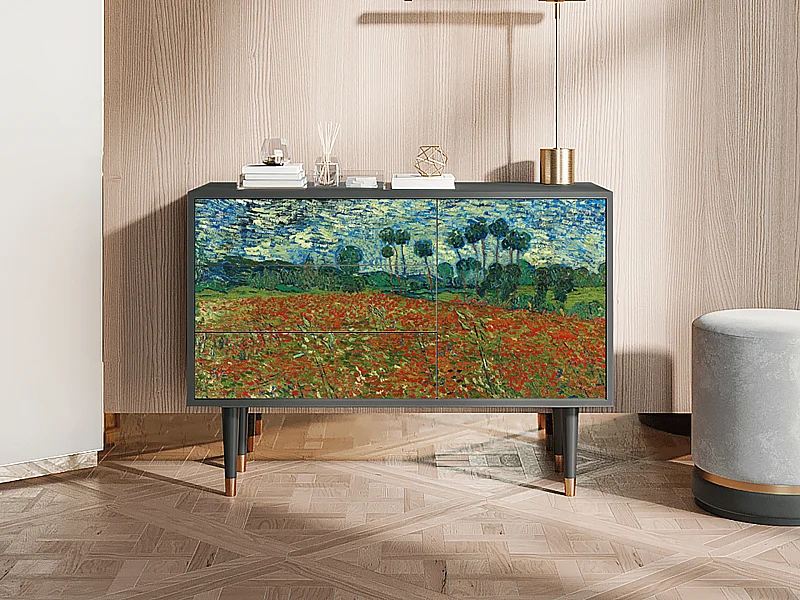 Dressoir - 115х84х41 cm - S3 - Poppy field by van Gogh, Antraciet