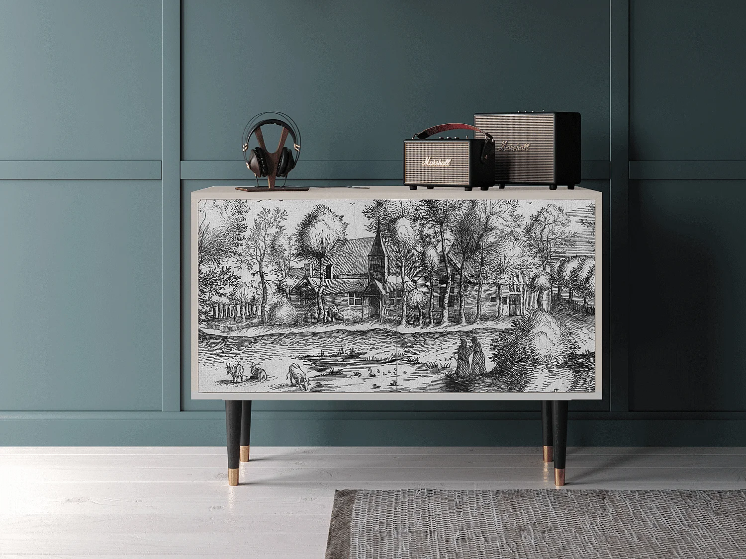 Kredens - 115x85x48 cm - BS4 - A Pond, Piaskowy