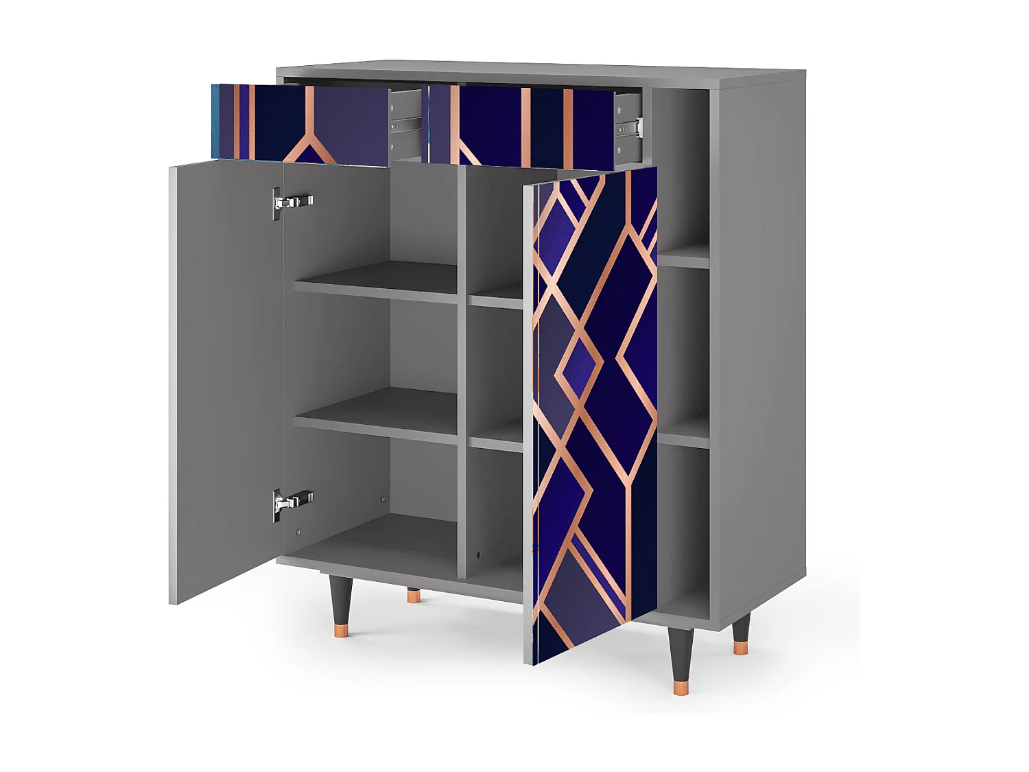 Aparador - 96х110х41 cm - BS6 - Aquamarine Getsby, Cinza