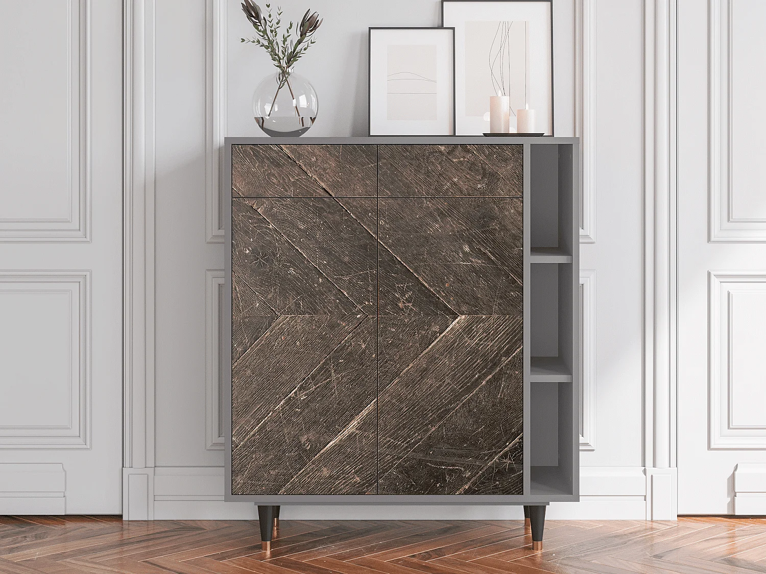 Kredens - 96х110х41 cm - BS6 - Wise Tree, Szary