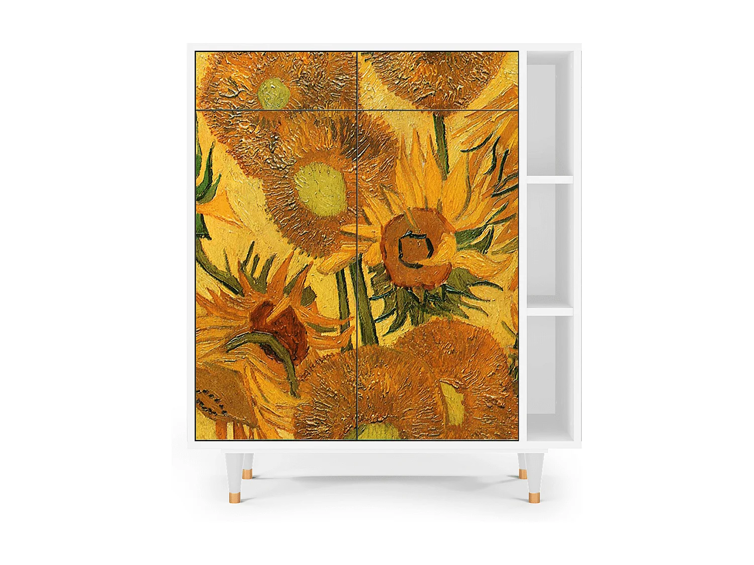 Kredens - 96х110х41 cm - BS6 - Sunflowers, Biały