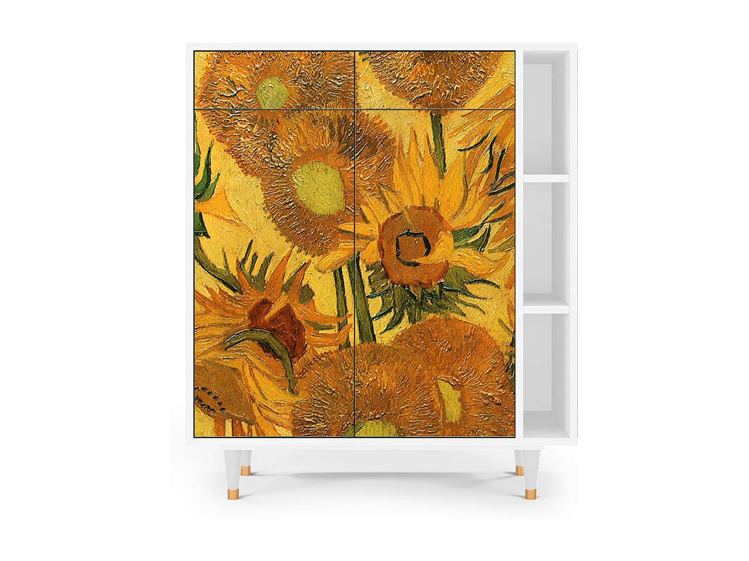 Credenza - 96х110х41 cm - BS6 - Sunflowers, Bianco