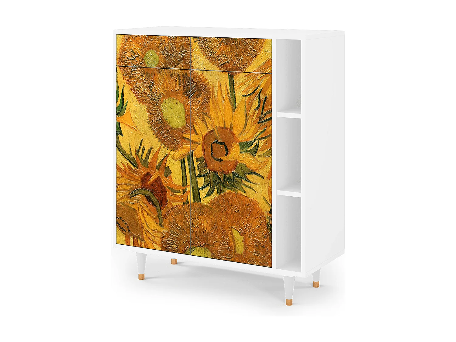 Credenza - 96х110х41 cm - BS6 - Sunflowers, Bianco