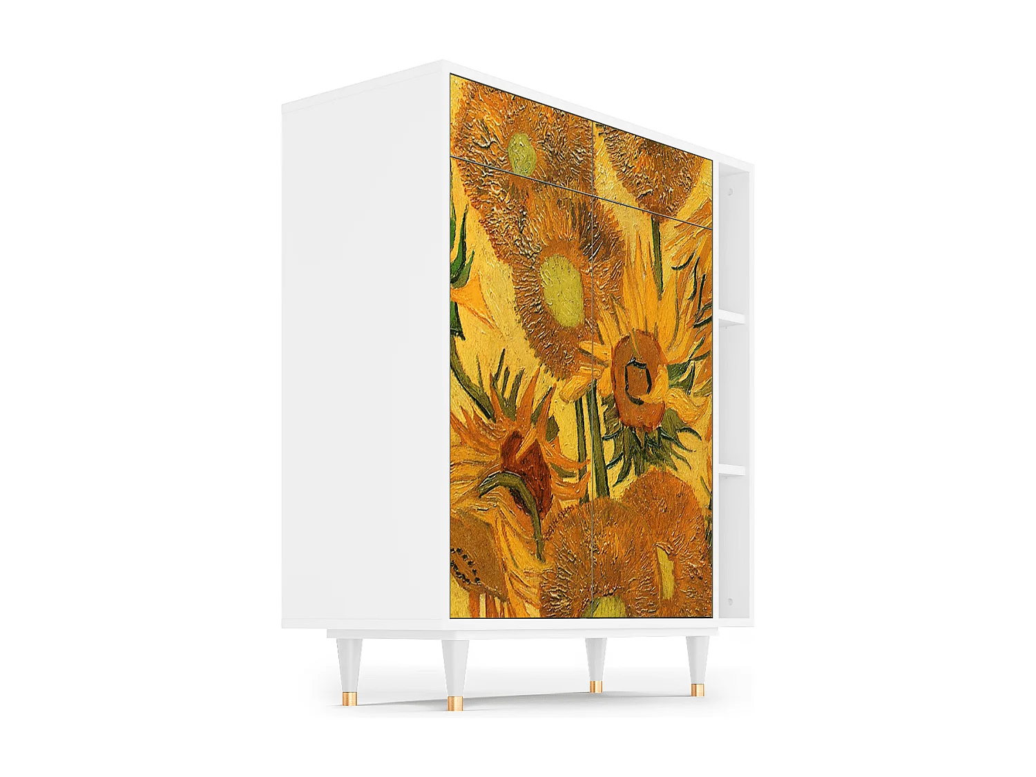 Credenza - 96х110х41 cm - BS6 - Sunflowers, Bianco