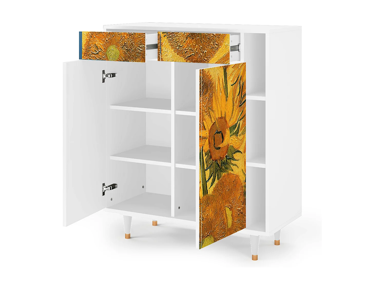 Credenza - 96х110х41 cm - BS6 - Sunflowers, Bianco
