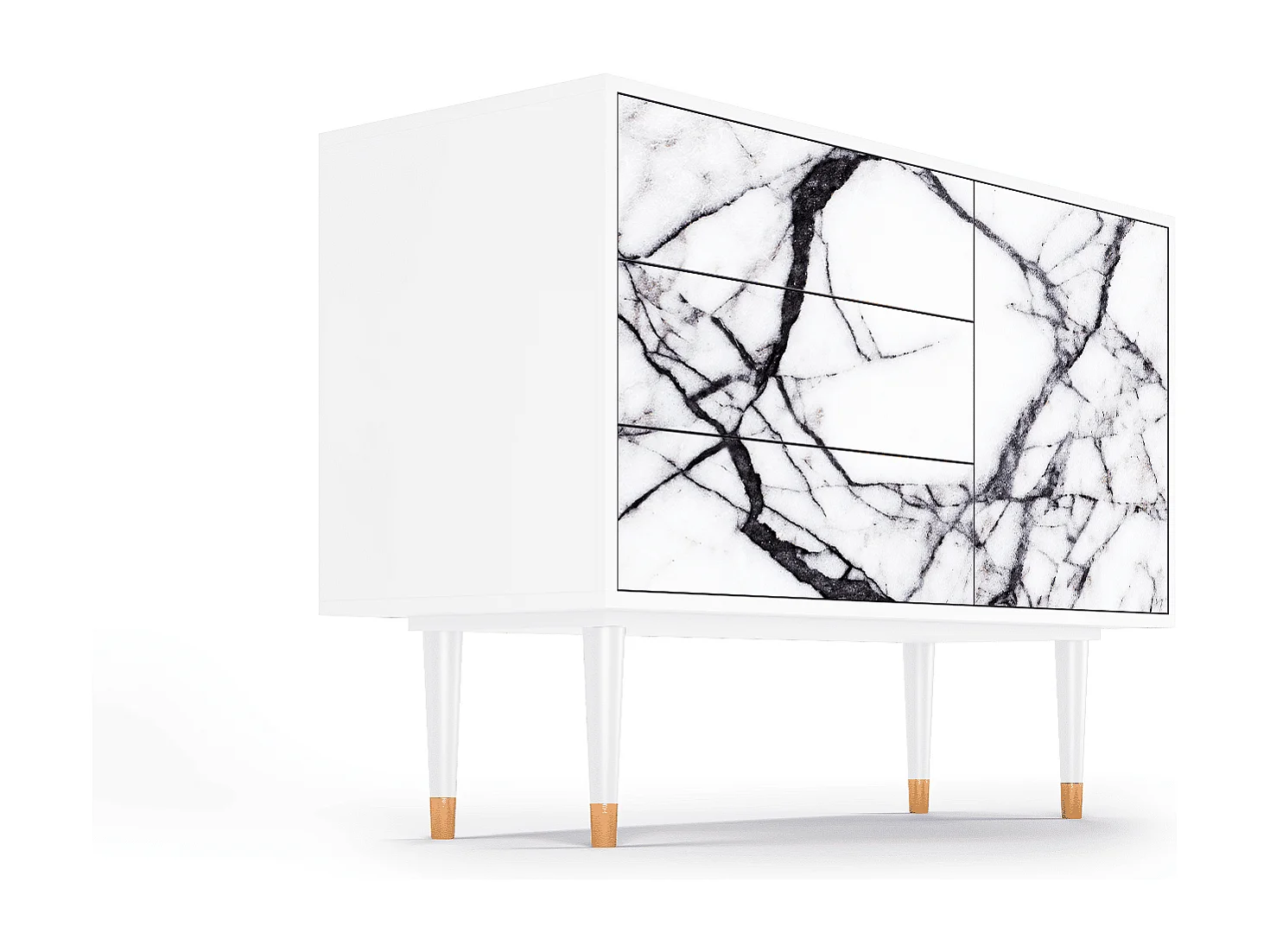 Kredens - 115х84х41 cm - S3 - Raven Marble, Biały