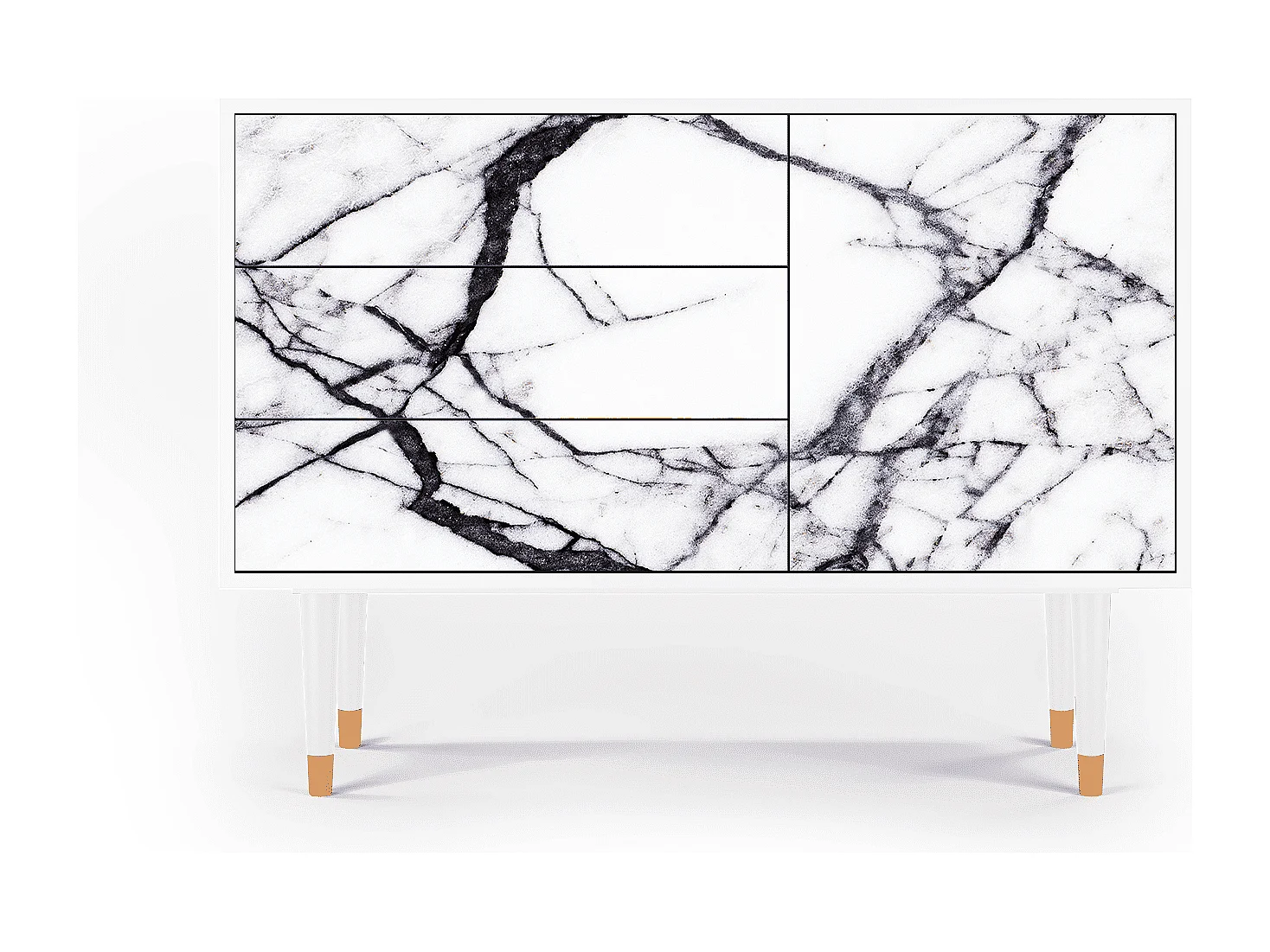 Dressoir - 115х84х41 cm - S3 - Raven Marble, Wit