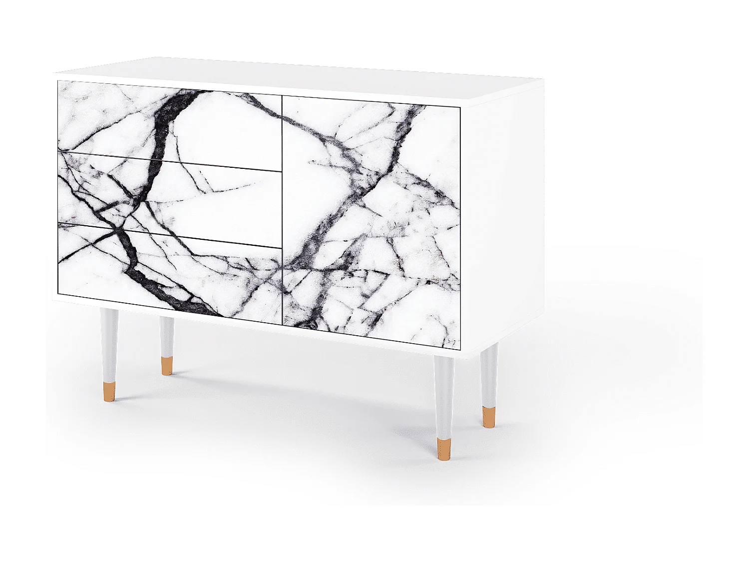 Dressoir - 115х84х41 cm - S3 - Raven Marble, Wit