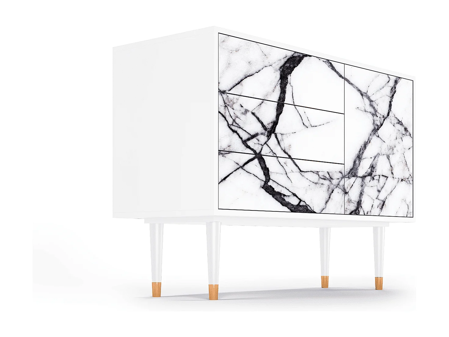 Dressoir - 115х84х41 cm - S3 - Raven Marble, Wit