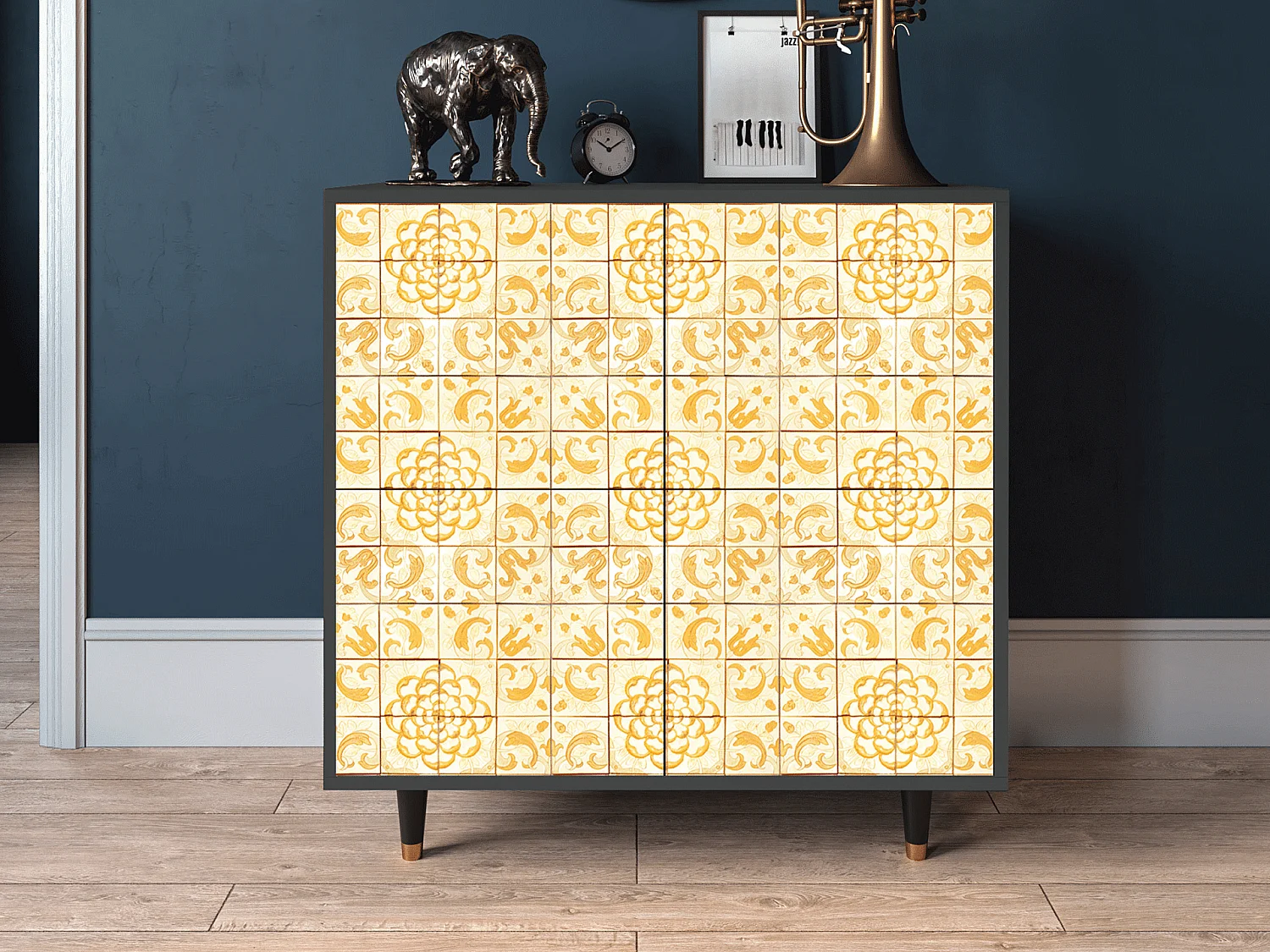 Kredens - 94x96x48 cm - BS3 - Sunshiny Tile, Antracyt