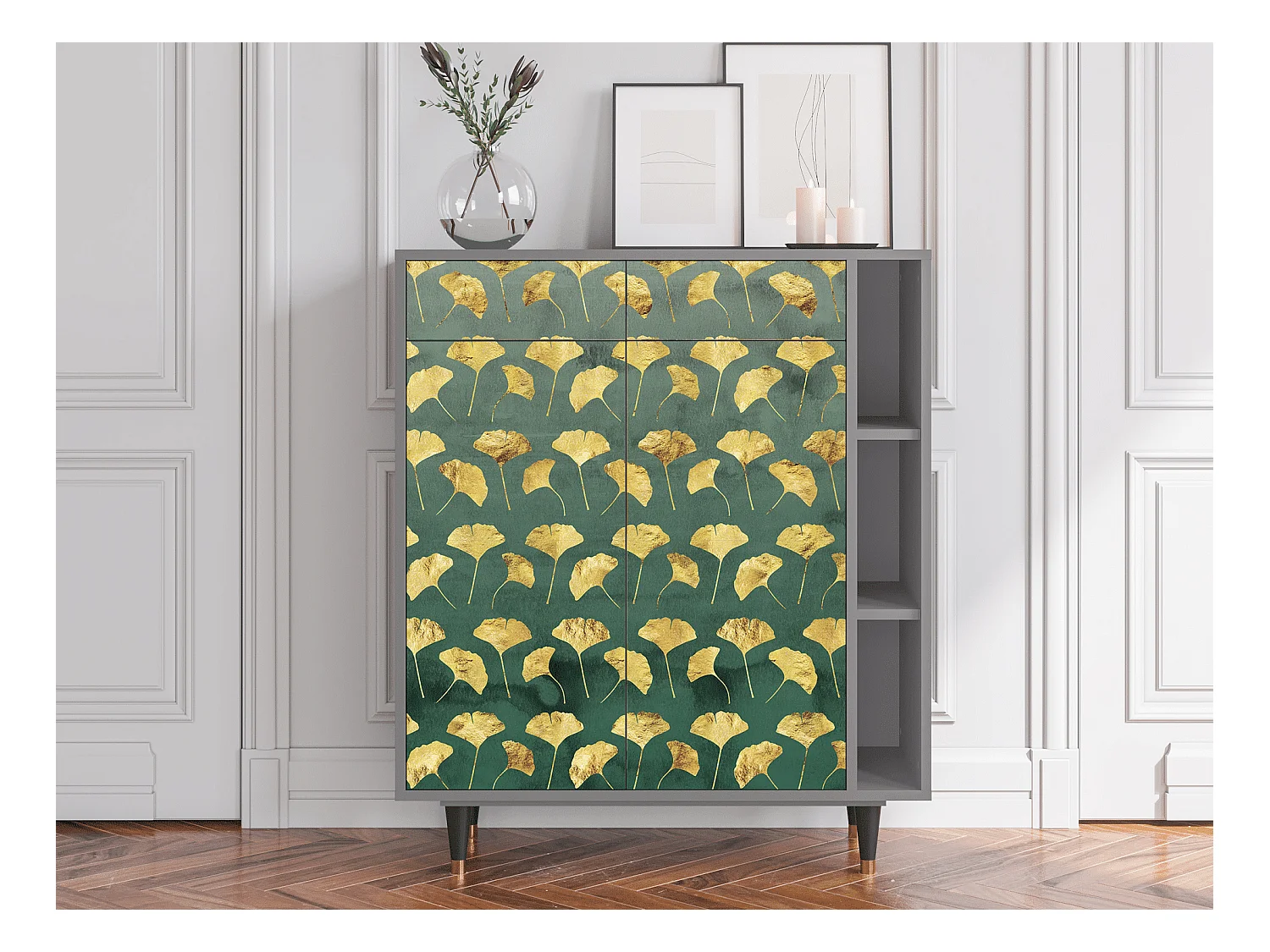 Credenza - 96х110х41 cm - BS6 - Gingko leaves, Grigio